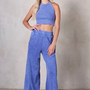 Stylish Women's Blue Wide Leg Set
